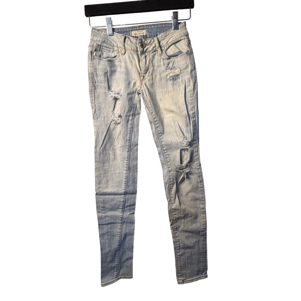 VTG‎ Y2K Bullhead 0R Skinny Distressed Casual Denim Jeans Womens Blue Streetwear